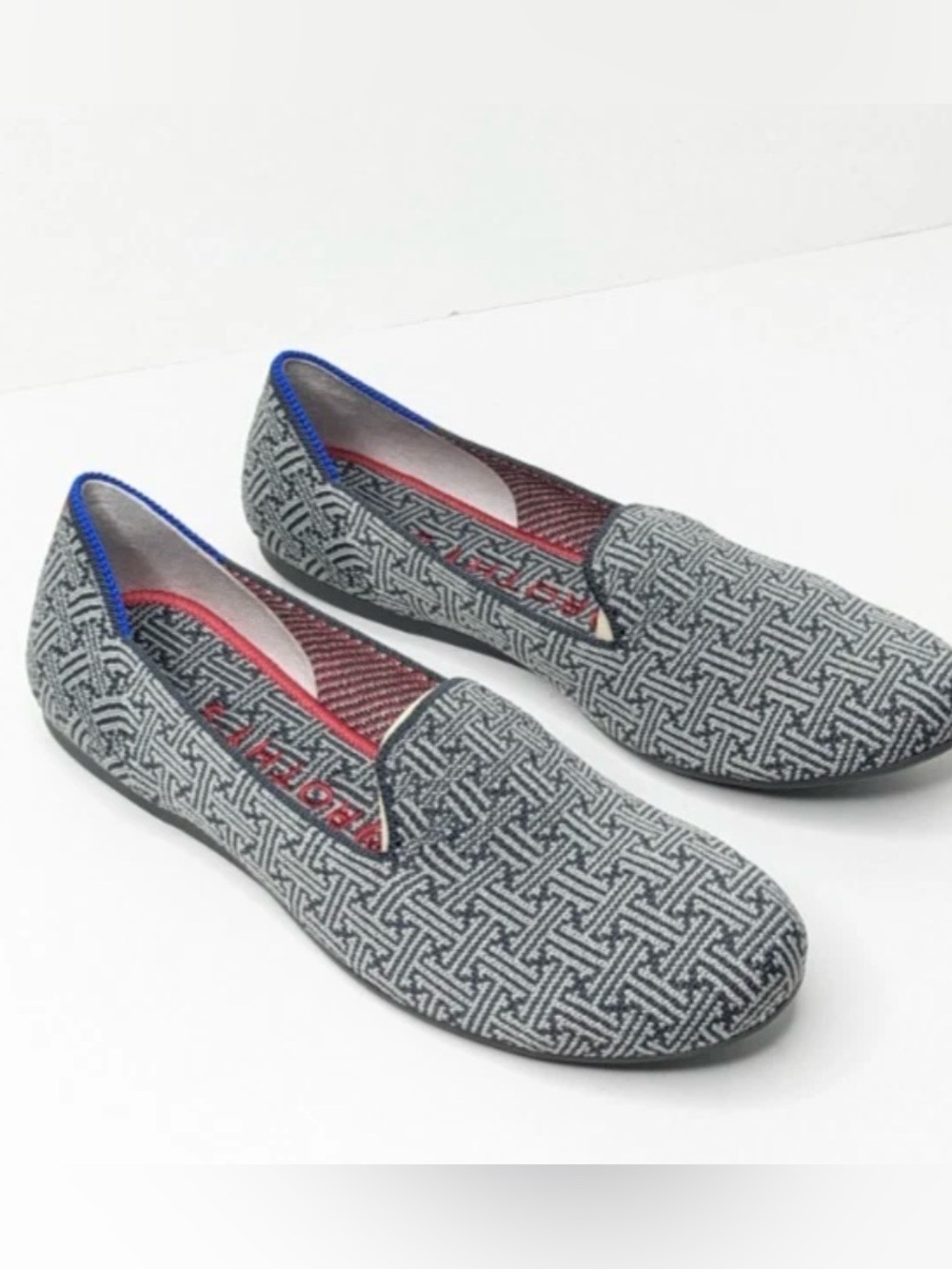 Rothy's The Loafer Casual Slip-On Flats Charcoal Grid Knit Womens 7
